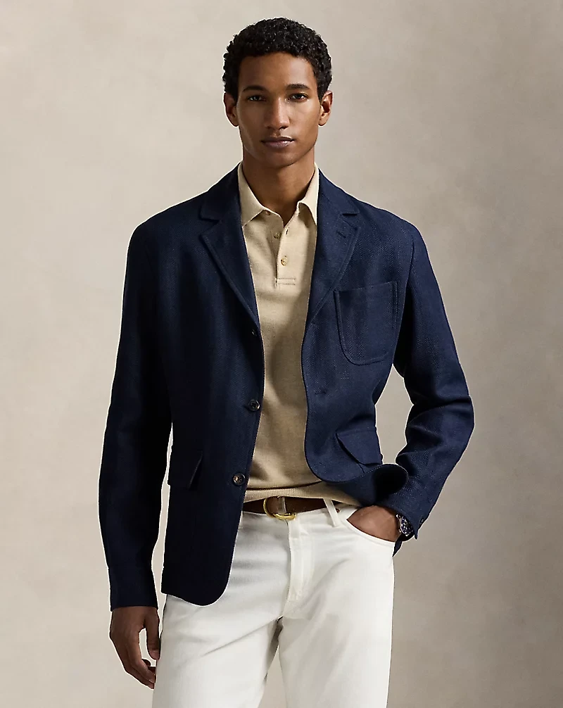 Tailored Linen-Cotton Herringbone Jacket