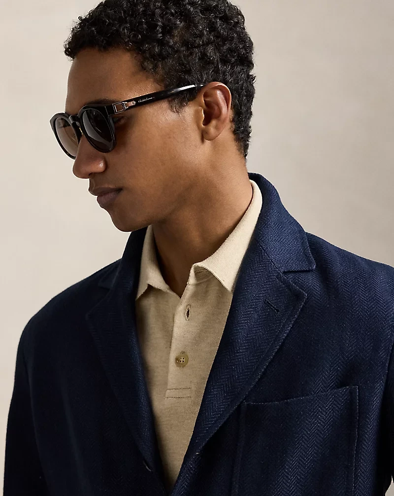 Tailored Linen-Cotton Herringbone Jacket