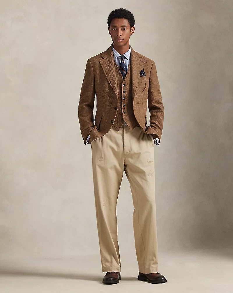 Tick-Weave Tweed Vest