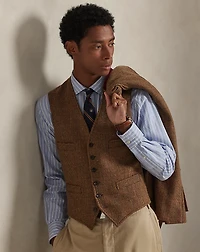 Tick-Weave Tweed Vest