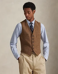 Tick-Weave Tweed Vest