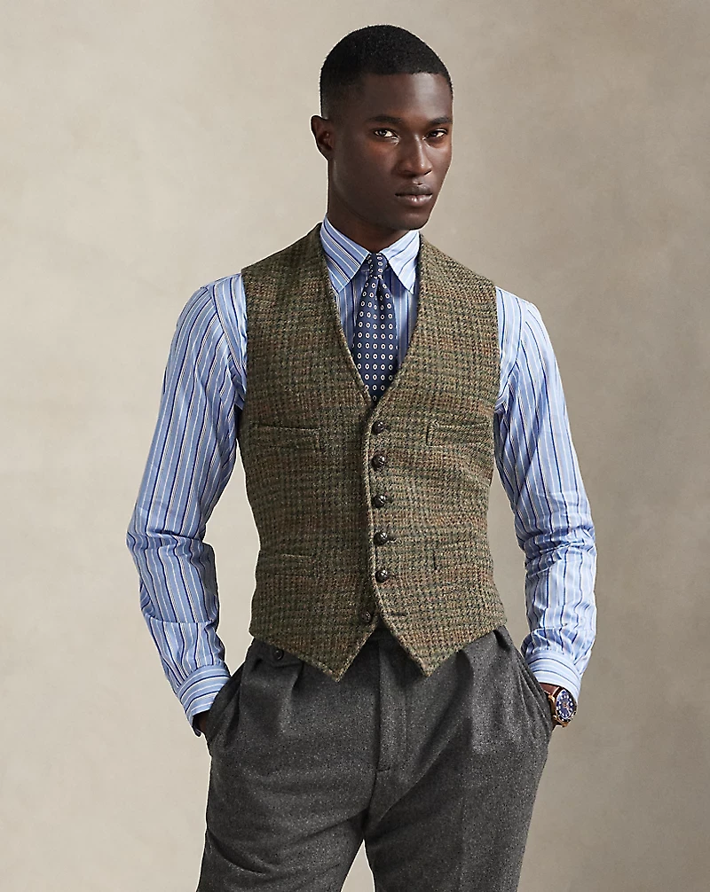 Plaid Wool Tweed Vest
