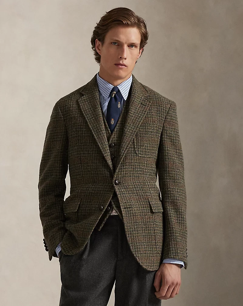 Polo Tailored Plaid Tweed Suit Jacket