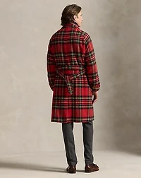 Plaid Wool Tweed Balmacaan Coat