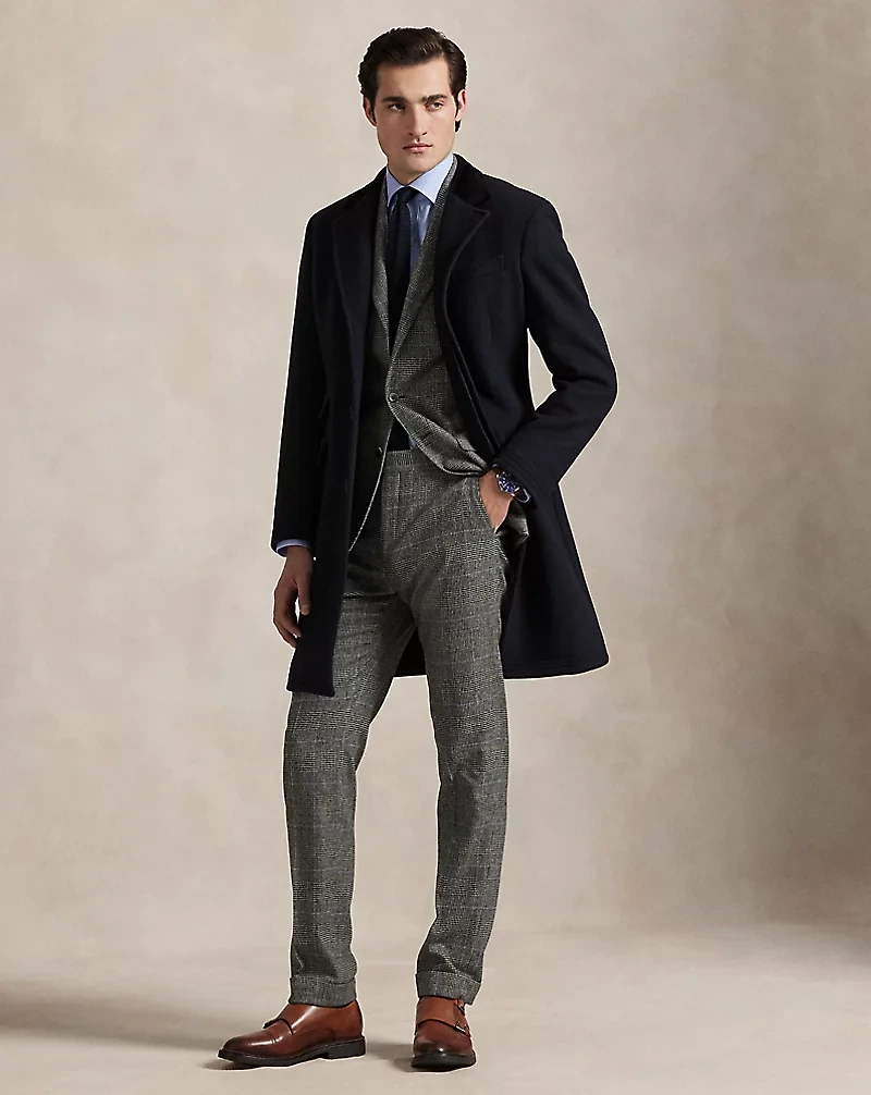 Velvet-Collar Wool-Cashmere Topcoat