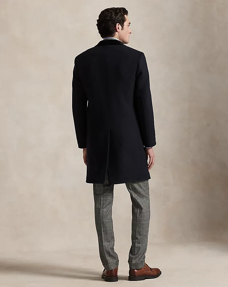 Velvet-Collar Wool-Cashmere Topcoat