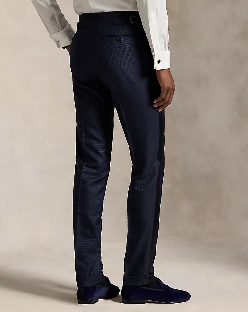 Glen Plaid Silk-Blend Tuxedo Trouser