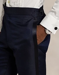 Glen Plaid Silk-Blend Tuxedo Trouser