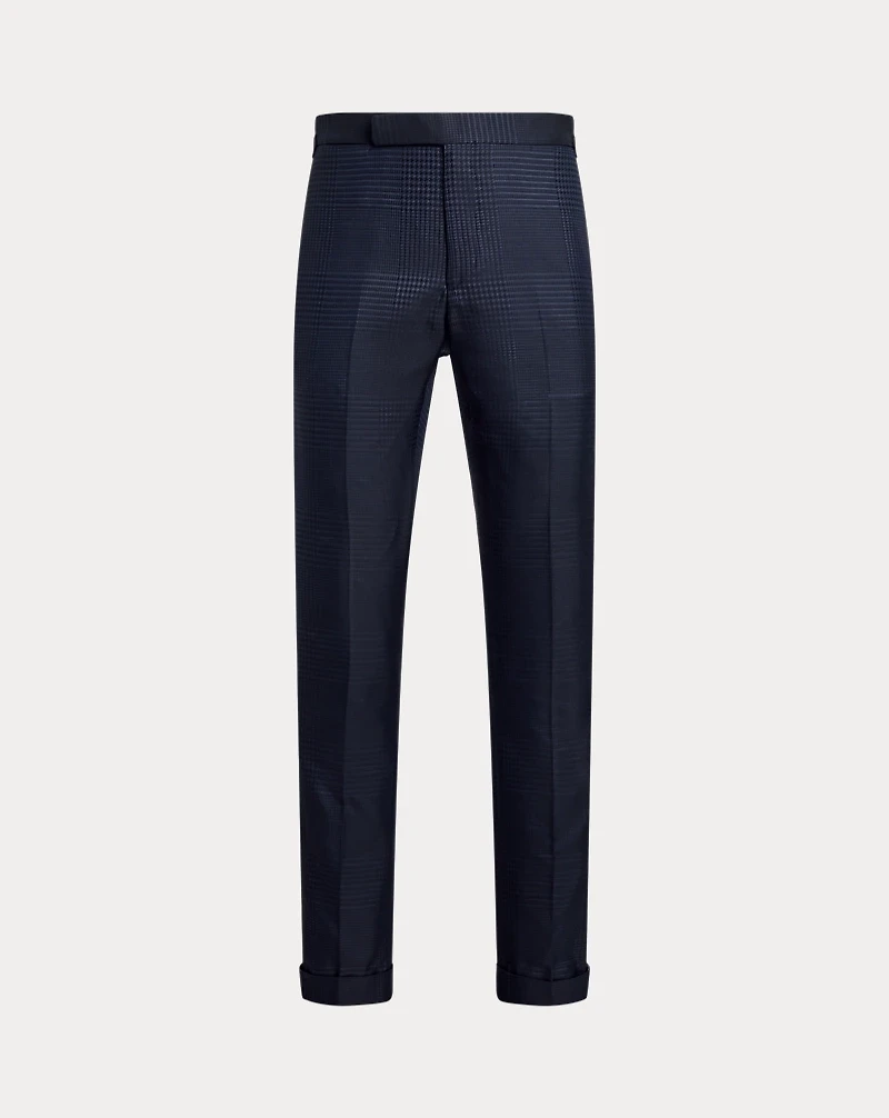 Glen Plaid Silk-Blend Tuxedo Trouser