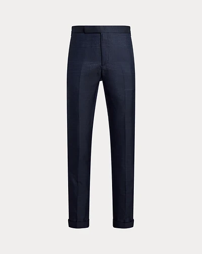 Glen Plaid Silk-Blend Tuxedo Trouser