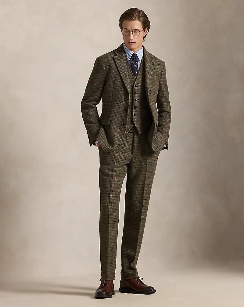 Plaid Wool Tweed Suit Trouser