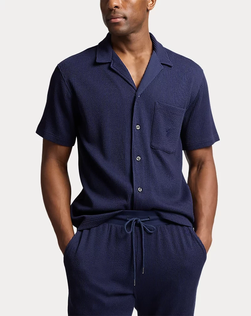 Knit Seersucker Pajama Shirt