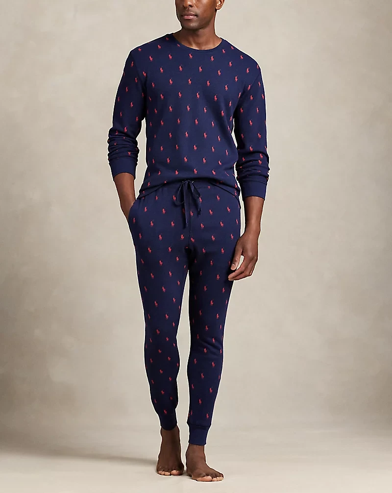 Allover Pony Waffle-Knit Sleep Jogger