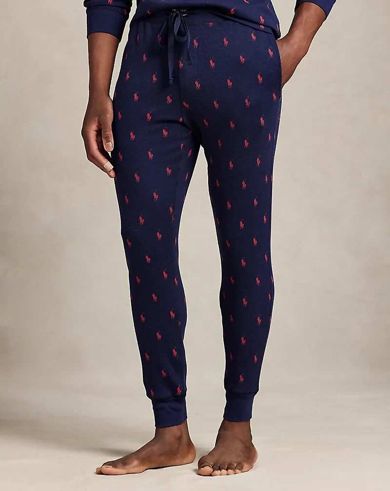 Allover Pony Waffle-Knit Sleep Jogger