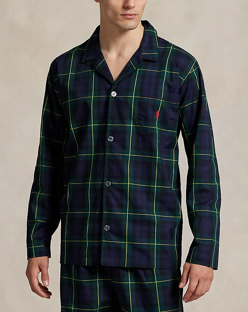 Plaid Cotton Pajama Shirt