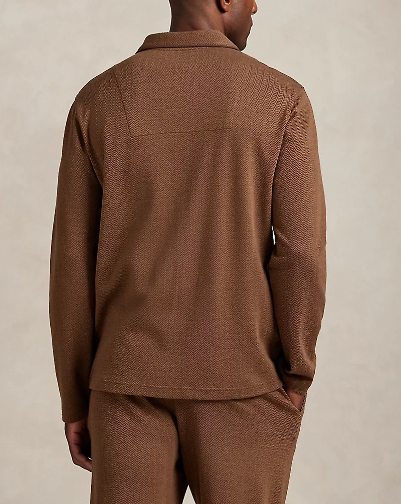 Herringbone-Knit Pajama Shirt