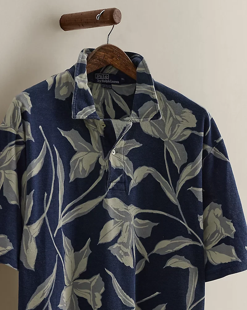 1996 Floral-Print Polo Shirt - Size XL