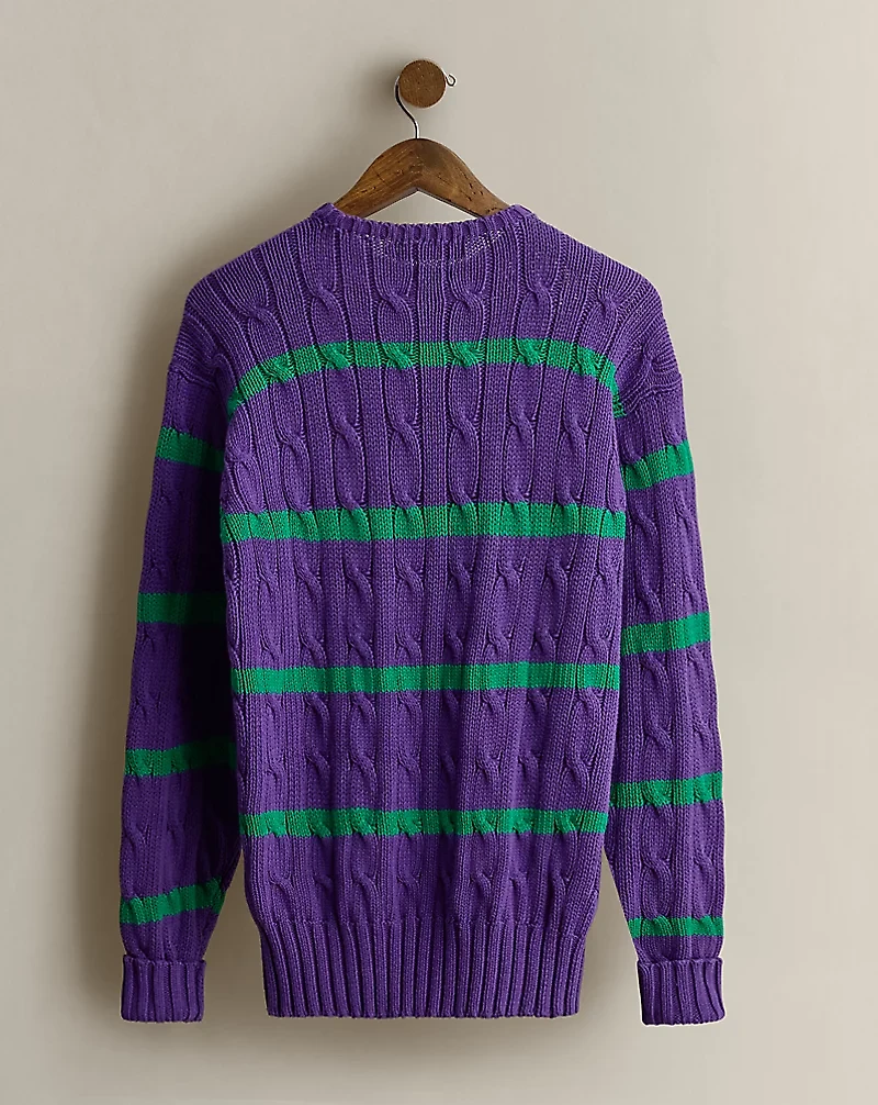 1991 Striped Cable-Knit Sweater - Size M