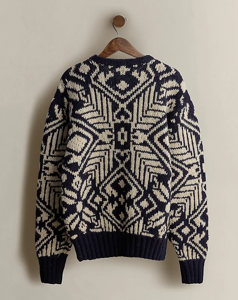 c. 1985 Hand-Knit Wool Sweater - Size XL