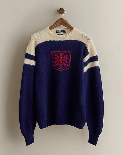 1997 Hand-Knit Crest Sweater - Size XL