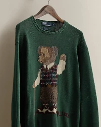 1992 Hand-Knit Bear Sweater - Size M
