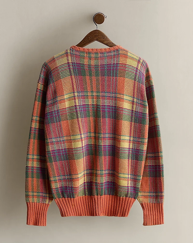  c. 1990 Plaid Cotton Sweater - Size L