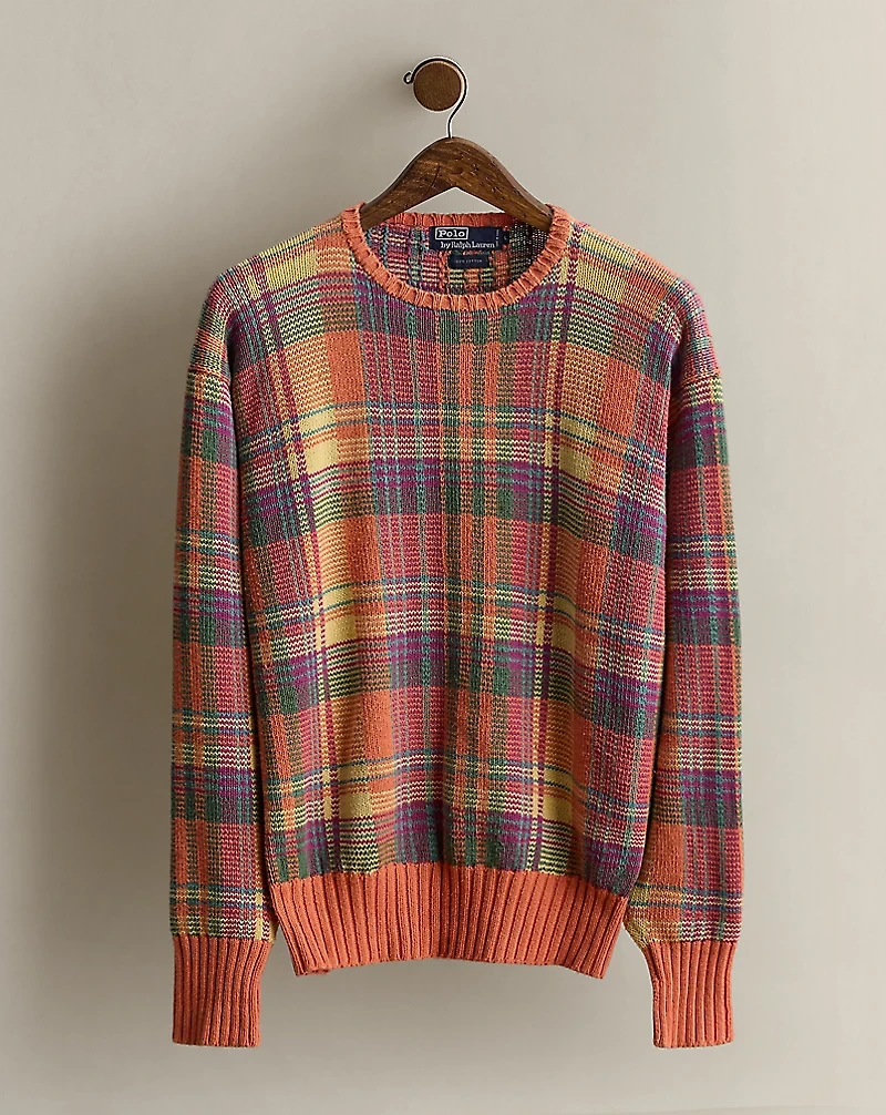 c. 1990 Plaid Cotton Sweater - Size L