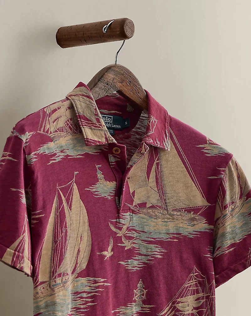 2015 Sailboat-Print Polo Shirt