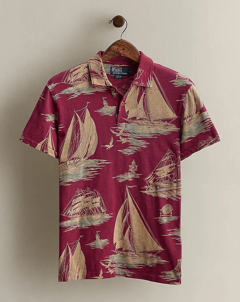2015 Sailboat-Print Polo Shirt