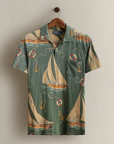 2013 Sailboat-Print Polo Shirt - Size S