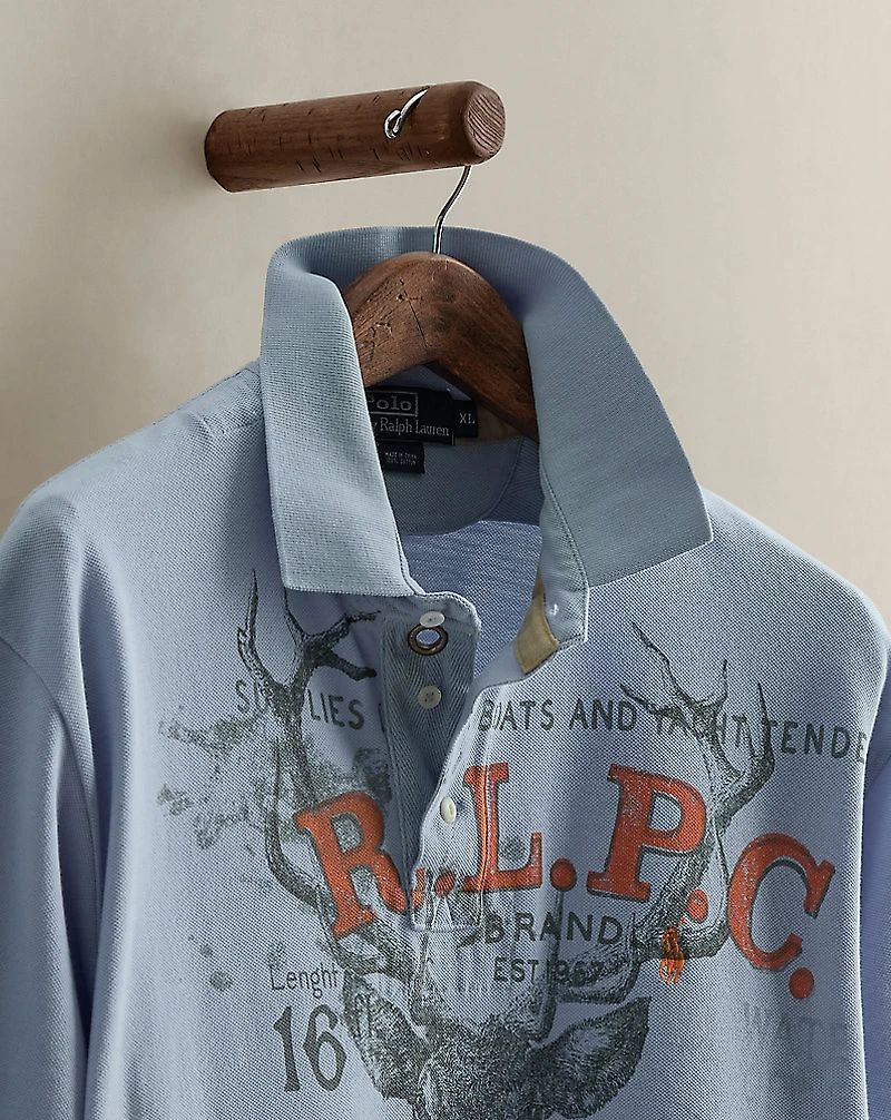 2007 Deer-Print Polo Shirt - Size XL