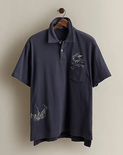 2003 Marlin-Print Polo Shirt - Size L