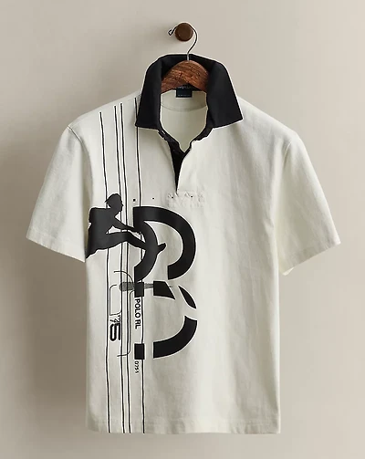 2006 Hurdler-Print Polo Shirt - Size M