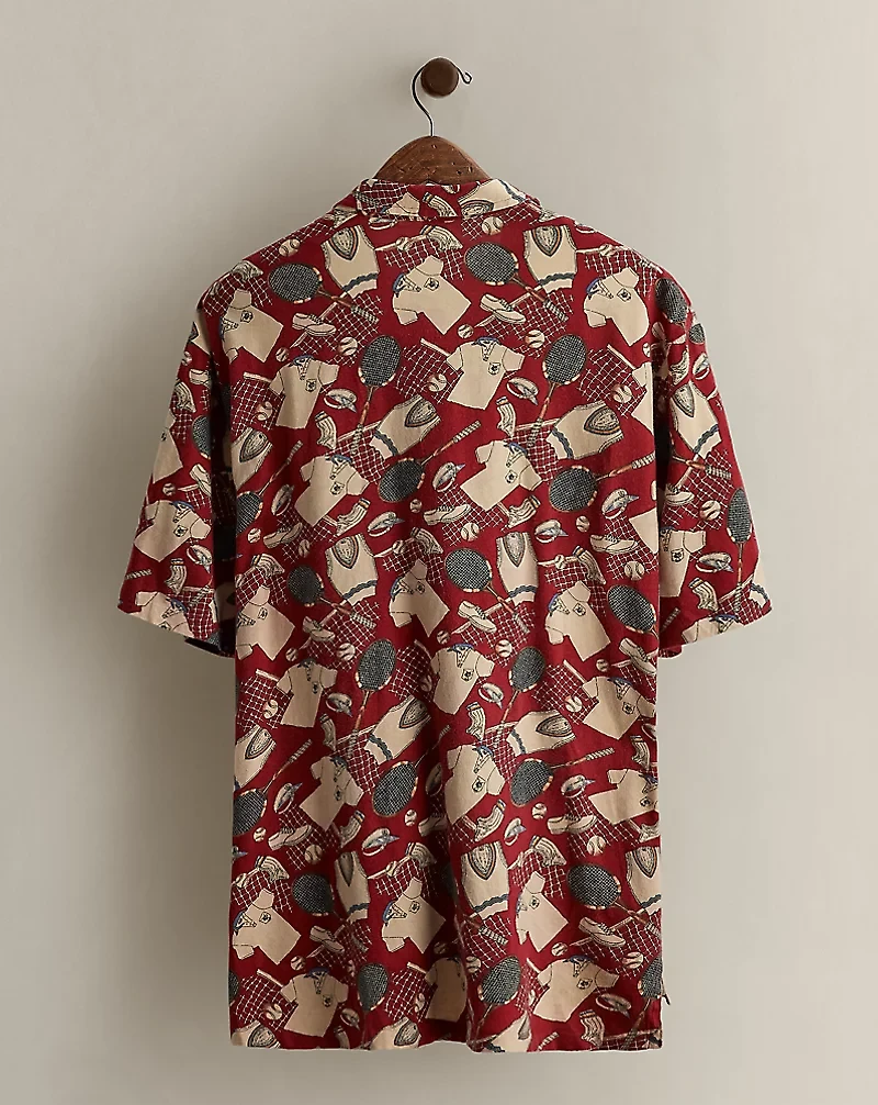 1992 Tennis-Print Polo Shirt - Size XL