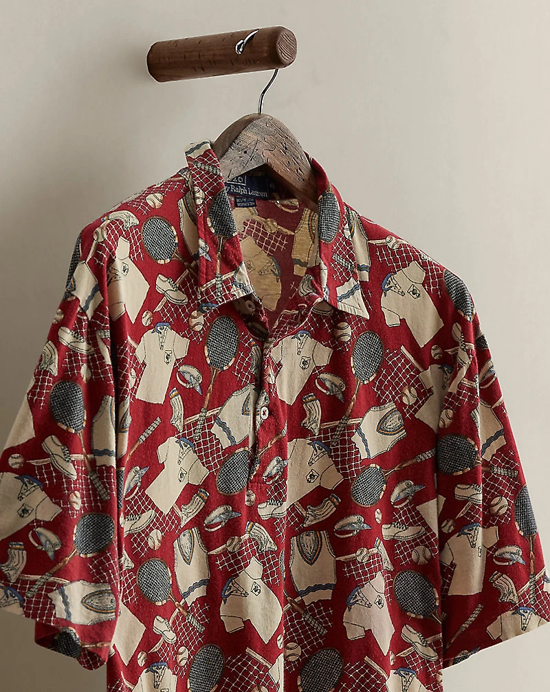 1992 Tennis-Print Polo Shirt - Size XL