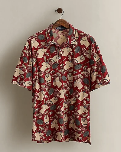 1992 Tennis-Print Polo Shirt - Size XL
