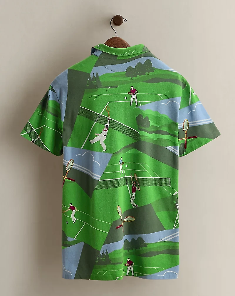 2014 Tennis-Print Polo Shirt