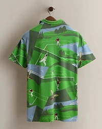 2014 Tennis-Print Polo Shirt