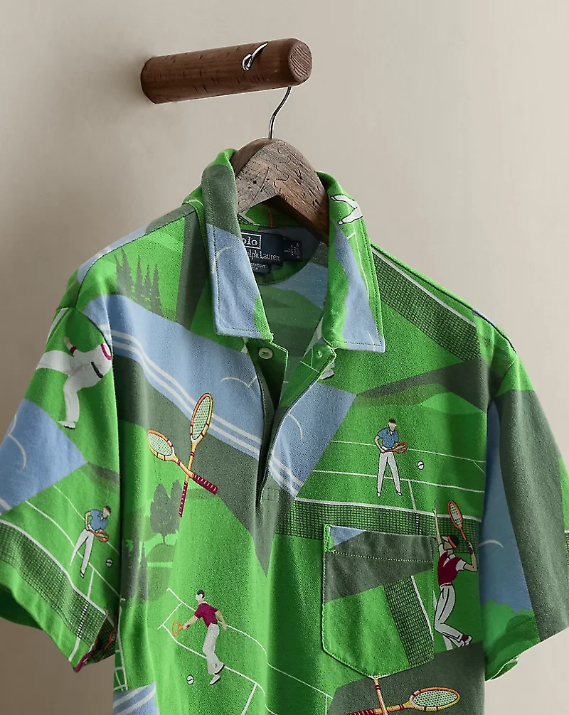 2014 Tennis-Print Polo Shirt