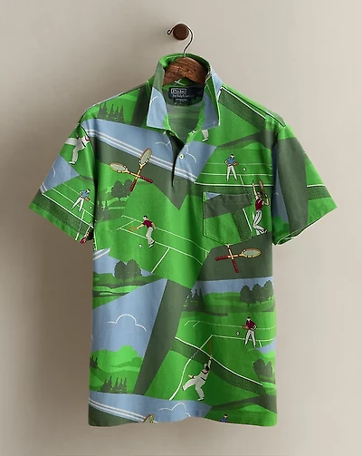 2014 Tennis-Print Polo Shirt