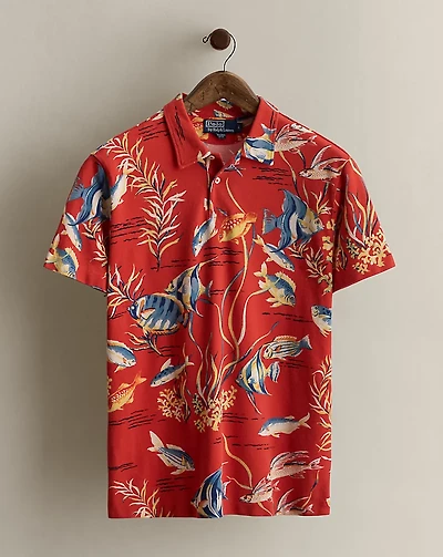2010 Fish-Print Polo Shirt - Size L