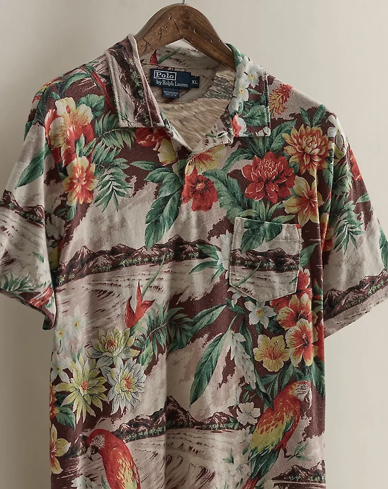 2012 Tropical-Print Polo Shirt - Size XL