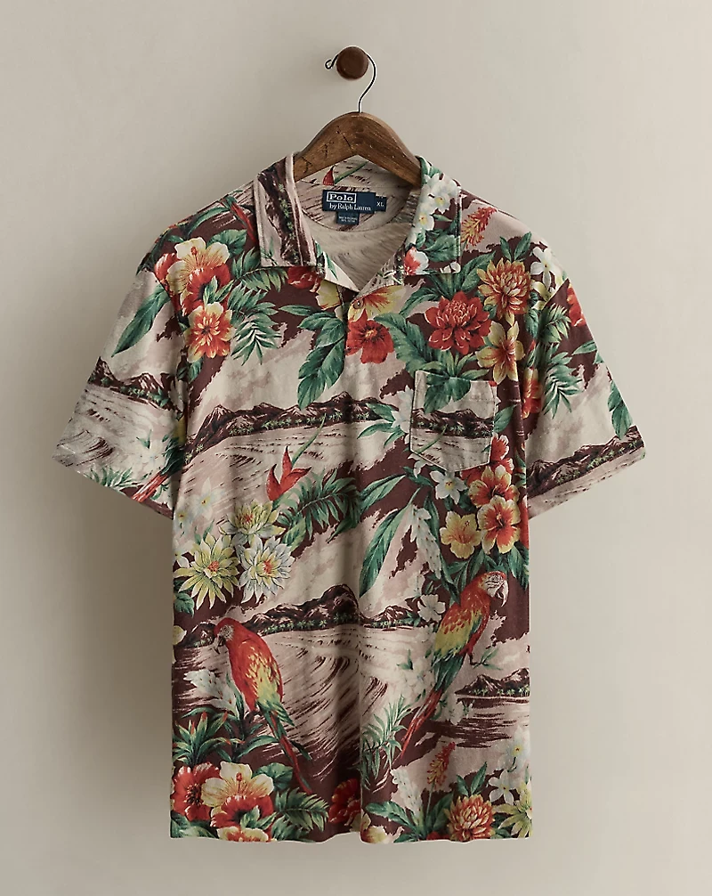 2012 Tropical-Print Polo Shirt - Size XL