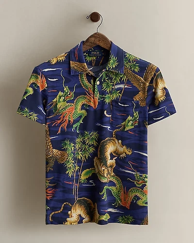 2014 Dragon-Print Polo Shirt