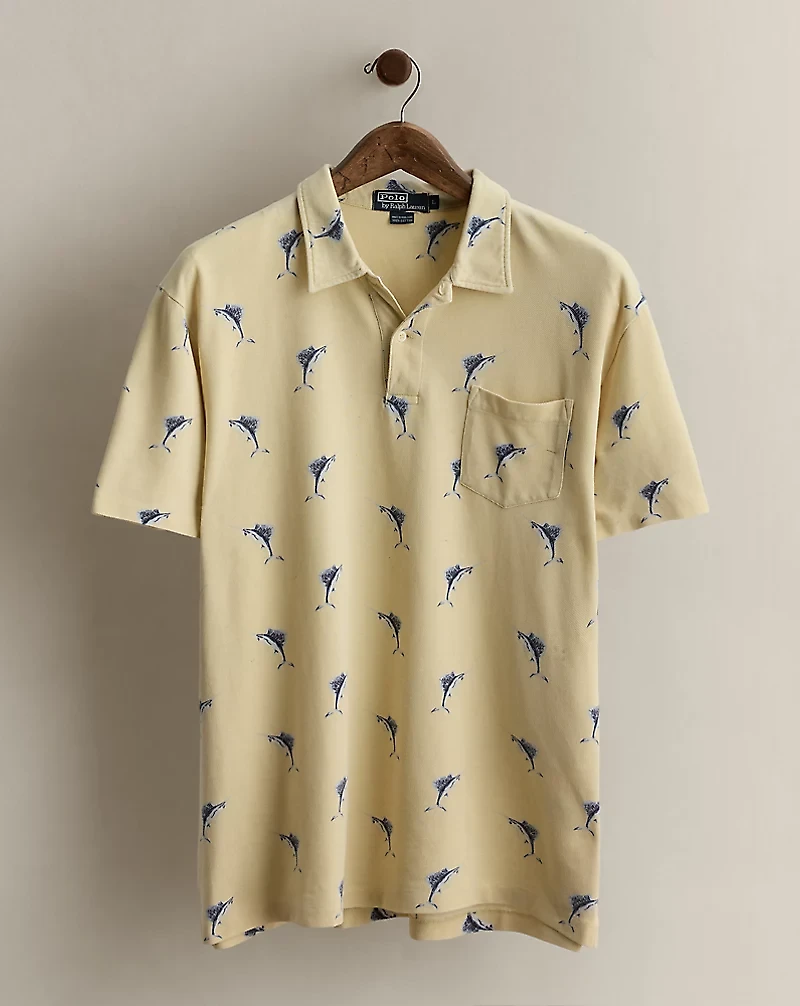 1999 Marlin-Print Polo Shirt - Size L