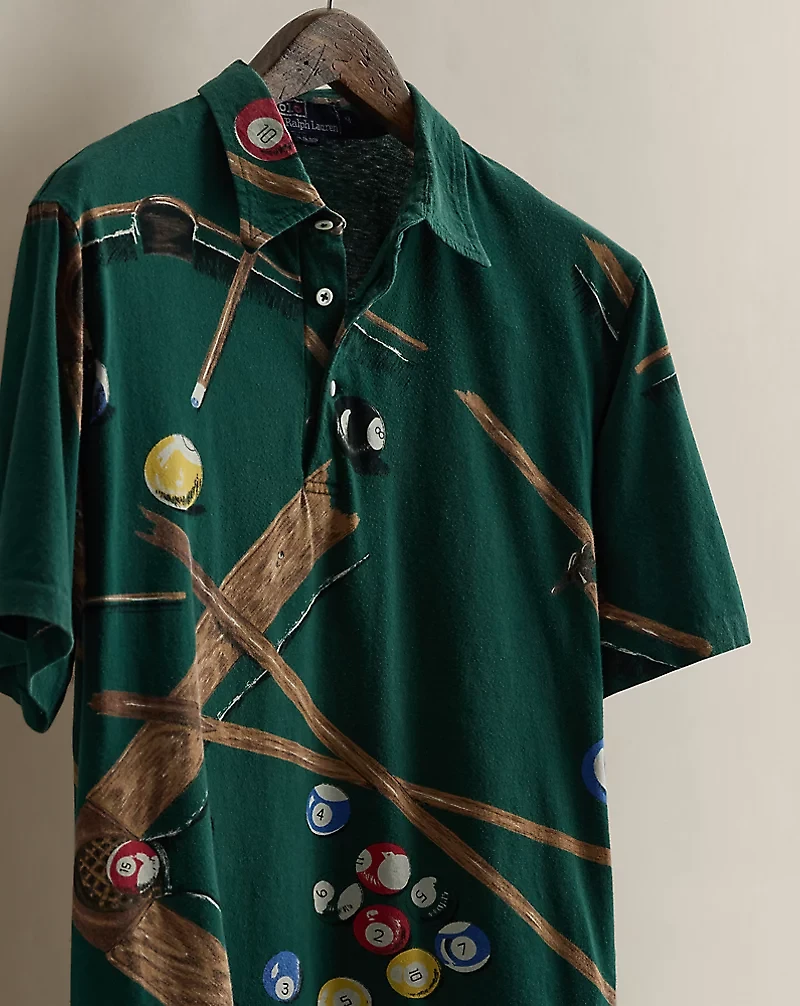 1992 Billiards-Print Polo Shirt - Size M