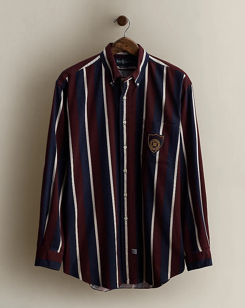 c. 1998 Crest Striped Shirt - Size L