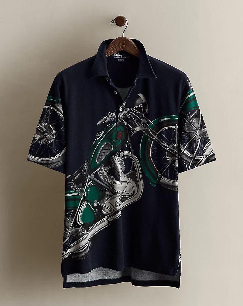 1992 Motorcycle-Print Polo - Size M