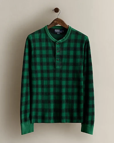 Vintage Plaid Henley Shirt - Size M