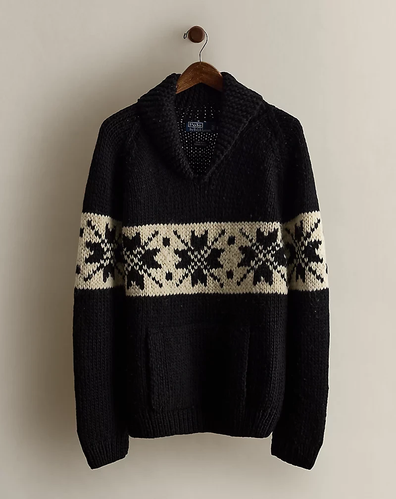 2005 Hand-Knit Shawl Sweater - Size L